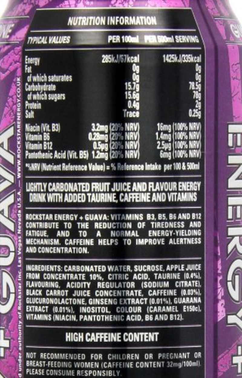 rockstar drink nutrition facts